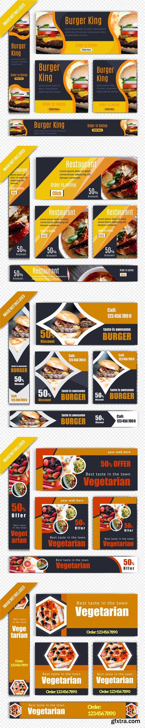 Food & Restaurant Banners Templates in Vector