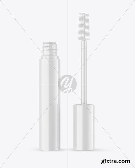 Opened Glossy Mascara Tube Mockup 72148