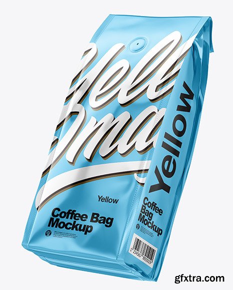 Two Glossy Metallic Coffee Bag Packagin Mockup 72520