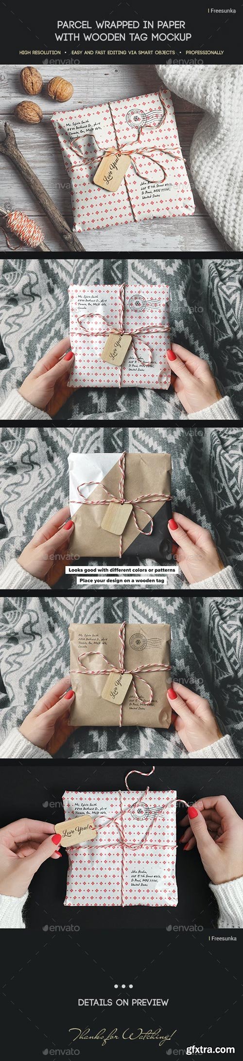 GraphicRiver - Parcel Wrapped In Paper With Wooden Tag Mockup - 29385413