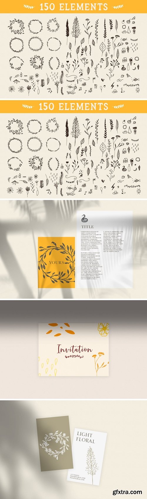 150 Floral Graphic Elements