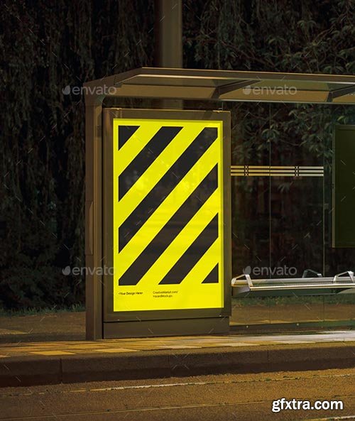 GraphicRiver - Night Bus Stop Poster Mockup - 29465388