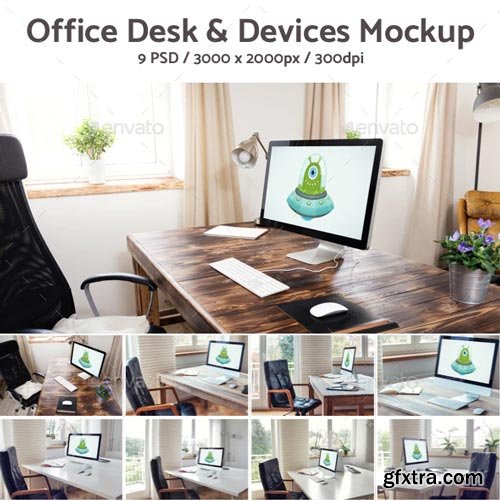 GraphicRiver - Office desk & Devices 9 PSD Mockups - 29485559