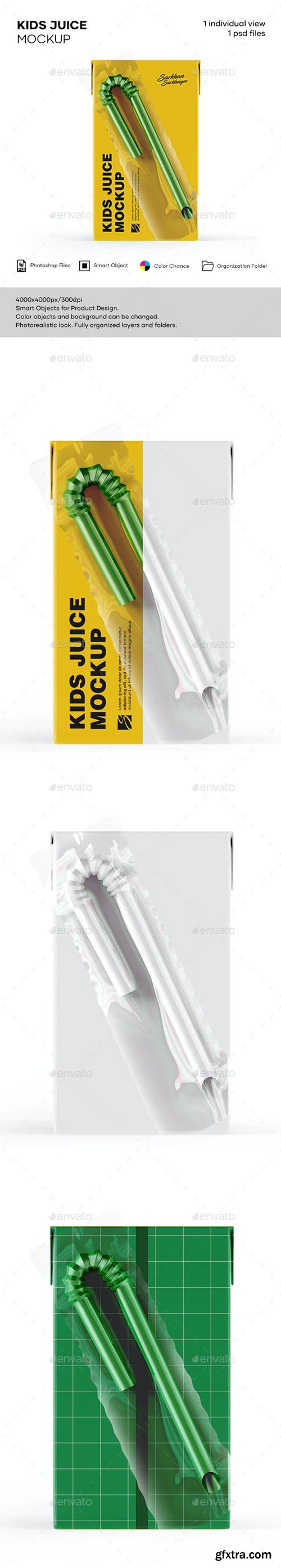 GraphicRiver - 125ml Juice Carton Box with Straw Mockup - 29509129