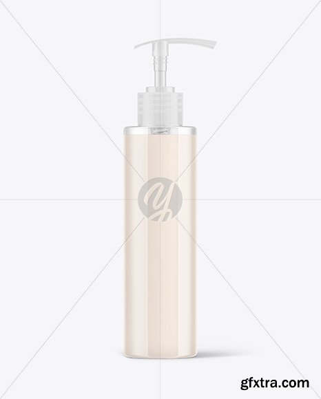 Clear Cosmetic Bottle with Pump Mockup 72747