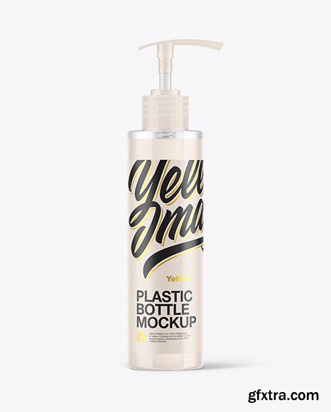 Clear Cosmetic Bottle with Pump Mockup 72747