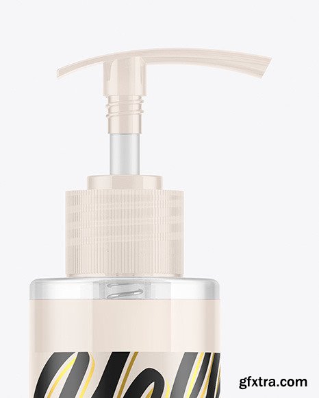 Clear Cosmetic Bottle with Pump Mockup 72747