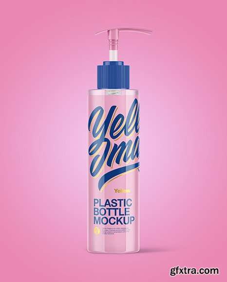 Clear Cosmetic Bottle with Pump Mockup 72747