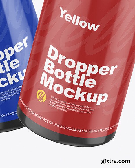 Two Glossy Dropper Bottles Mockup 72740