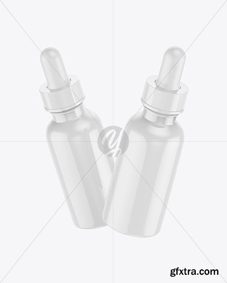 Two Glossy Dropper Bottles Mockup 72740