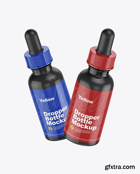 Two Glossy Dropper Bottles Mockup 72740