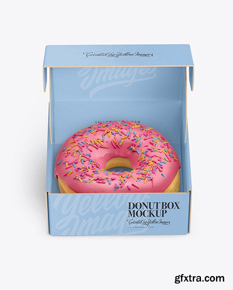 Opened Paper Box with Donut Mockup 68857