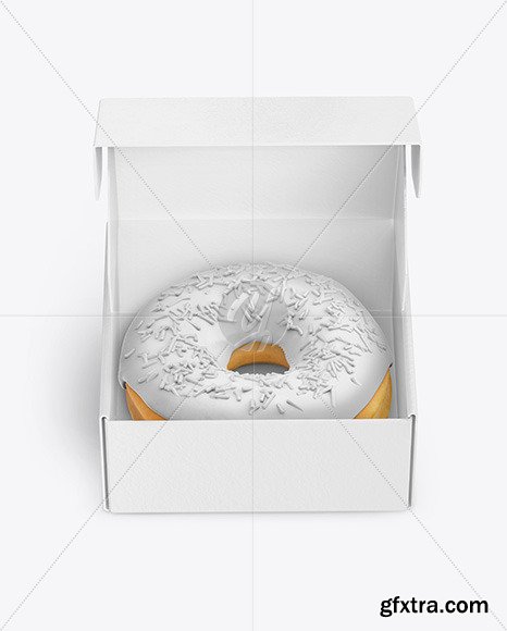 Opened Paper Box with Donut Mockup 68857