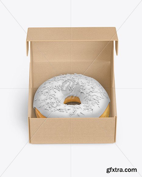 Opened Kraft Box with Donut Mockup 72709