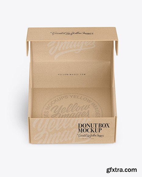 Opened Kraft Box with Donut Mockup 72709