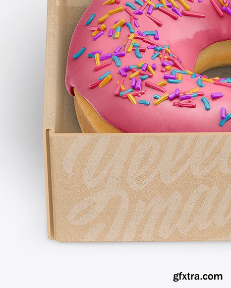 Opened Kraft Box with Donut Mockup 72709