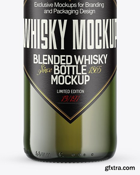 Green Glass Whiskey Bottle Mockup 72827