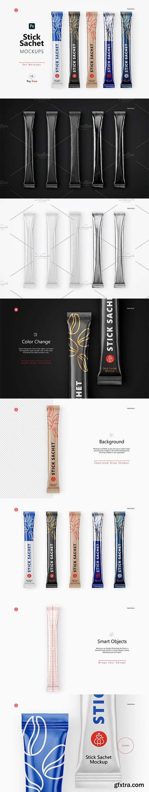 CreativeMarket - Stick Sachet Mockup - Top View 5734220