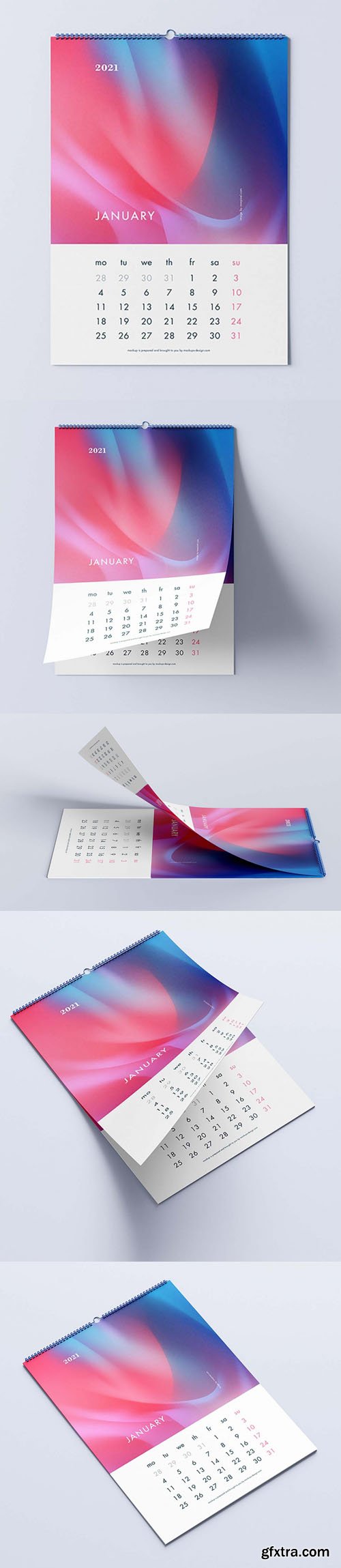 Wall Calendar PSD Mockups - 5 Angles