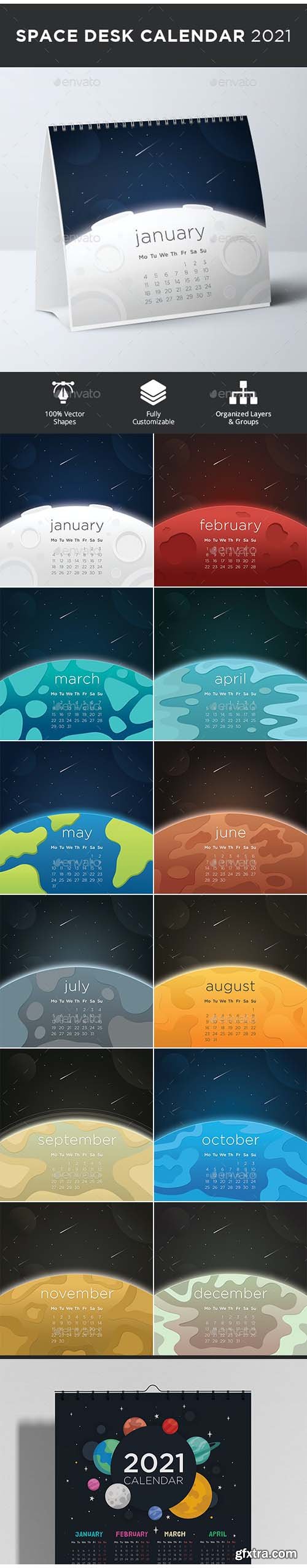 GraphicRiver - Space Desk Calendar 2021 26760190