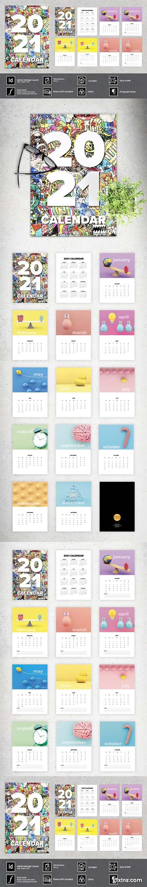 CreativeMarket - 2021 Wall Calendar A3 5220252