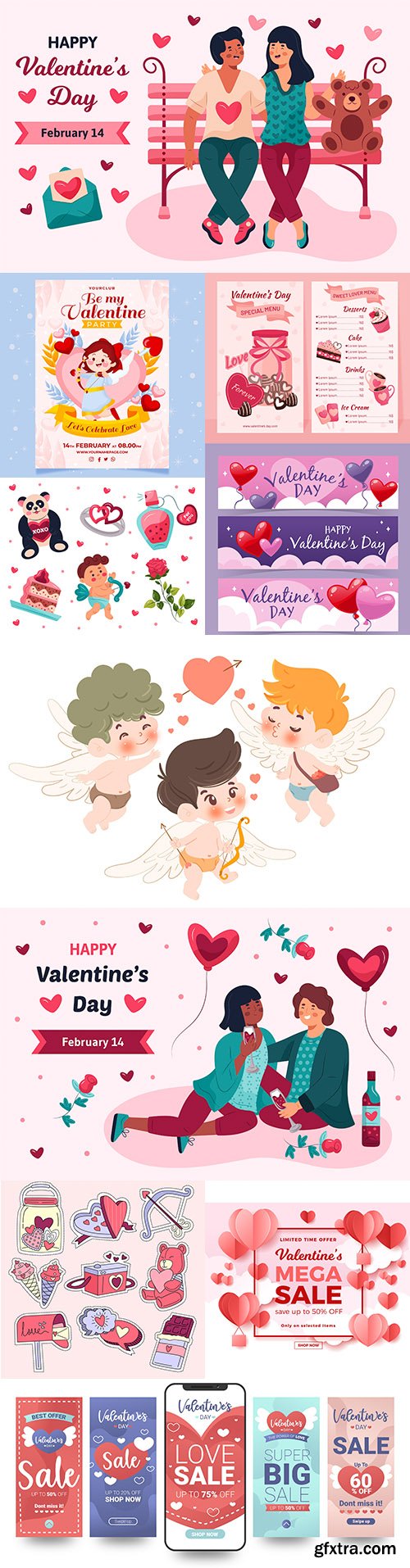 Valentine's Day sale and collection element design
