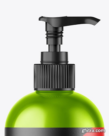 Metallic Bottle w/ Open Pump Mockup 72846