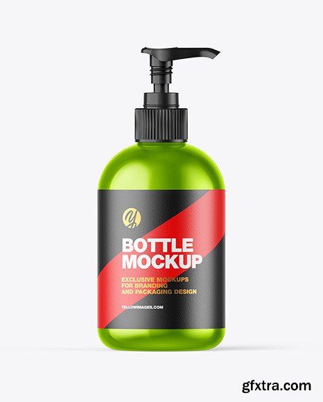 Metallic Bottle w/ Open Pump Mockup 72846