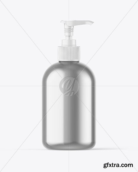 Metallic Bottle w/ Open Pump Mockup 72846