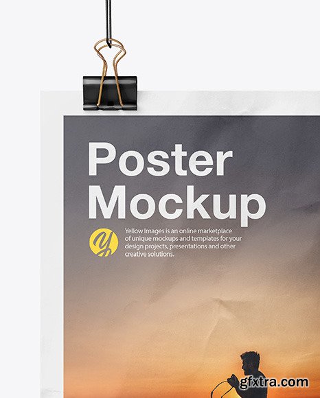 Crumpled Poster A4 w/ Pins Mockup 72591