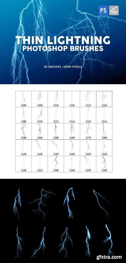 30 Thin Lightning Photoshop Brushes