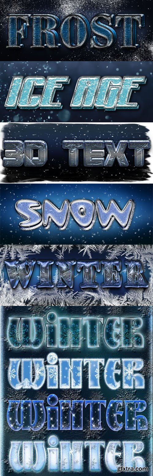 20+ Winter & Snow 3D Text Effects - Photoshop Styles