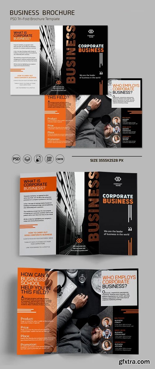 Business Tri-fold Brochure PSD Template