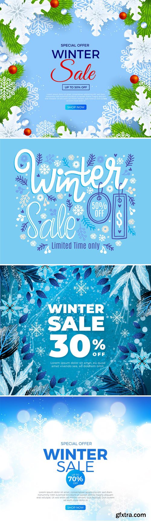 14 Winter Sales Backgrounds With Special Offers Vector Collection