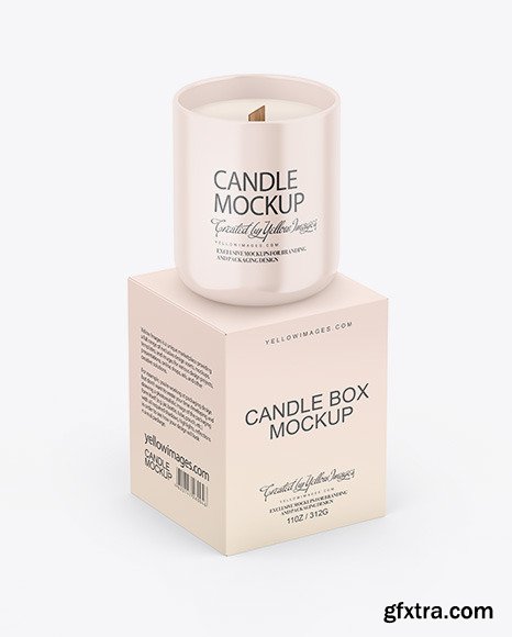 Paper Box W/ Glossy Candle Mockup 72883