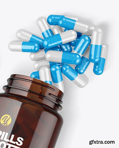 Amber Bottle with Pills Mockup 72970