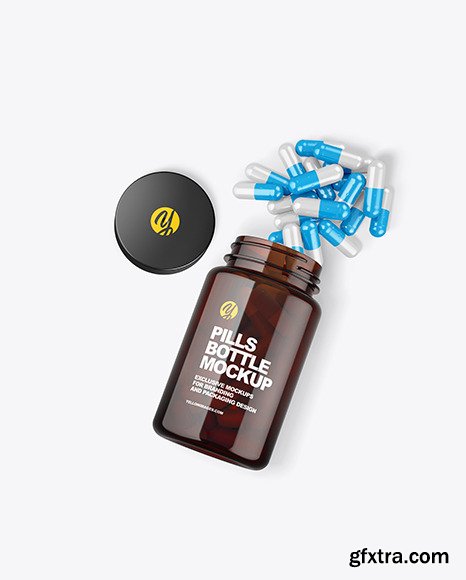 Amber Bottle with Pills Mockup 72970