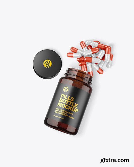 Amber Bottle with Pills Mockup 72970