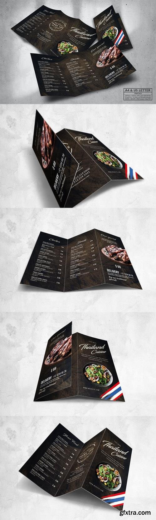 Trifold Food Menu Design A4 & US Letter