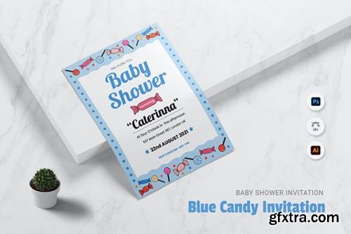 Blue Candy Baby Shower Invitation