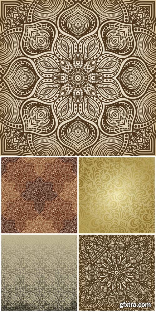 Seamless texture with golden patterns in vector