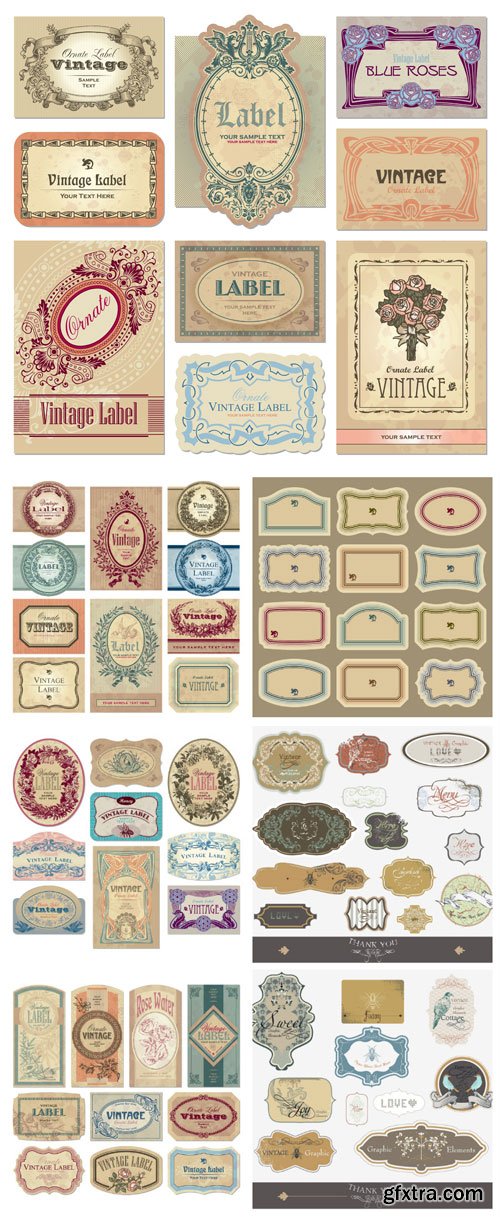 Vintage original labels in vector