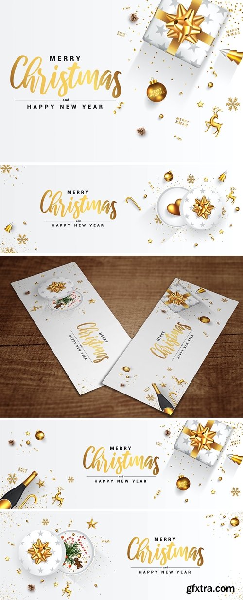 Merry Christmas and Happy New Year greeting card