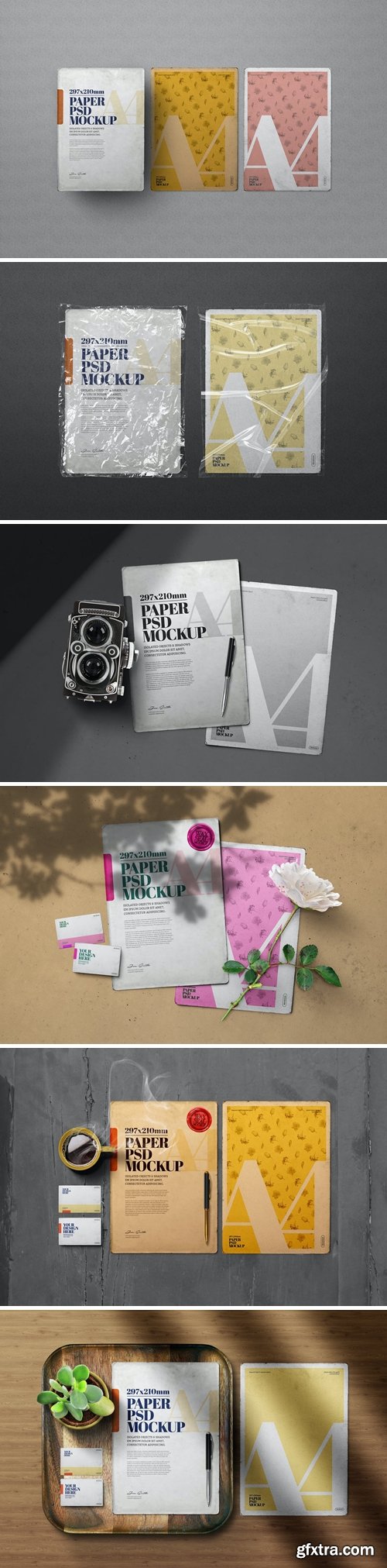 Vintage A4 Paper Mockup Bundle