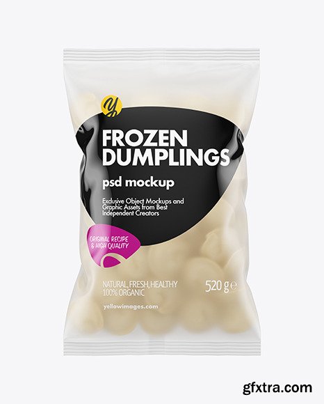 Frosted Plastic Bag With Dumplings Mockup 72877