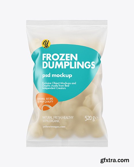 Frosted Plastic Bag With Dumplings Mockup 72877