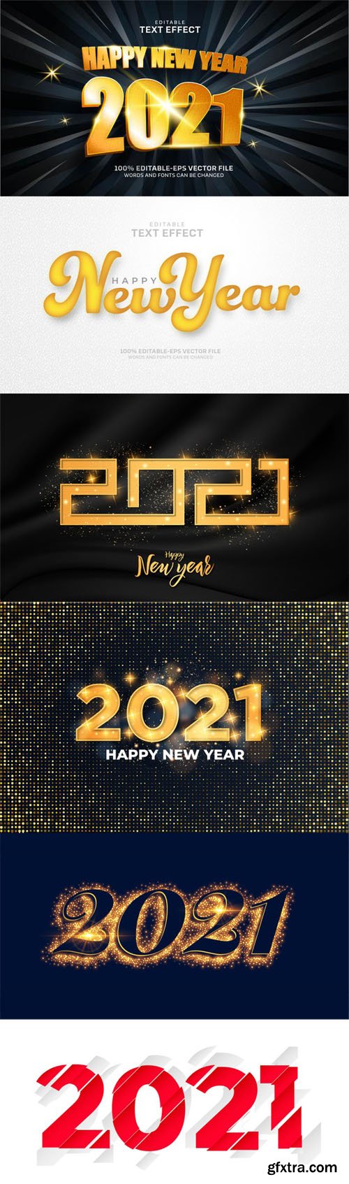 6 New Year 2021 Text Effects Vector Templates