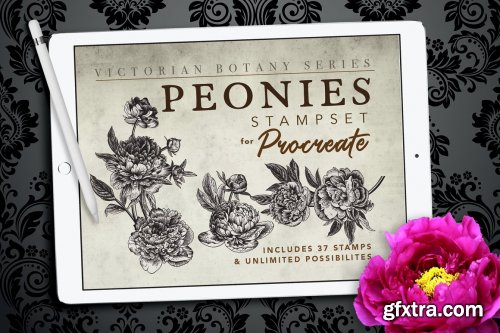 CreativeMarket - Procreate Peonies Stampset 4680116