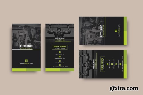 CreativeMarket - Fitness and Gym Center Business Card 4878216