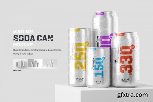 CreativeMarket - Multisize Soda Can Mockup 5664176